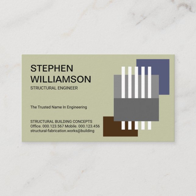 Vertical White Rebars Building Blocks Engineering Business Card (Front)