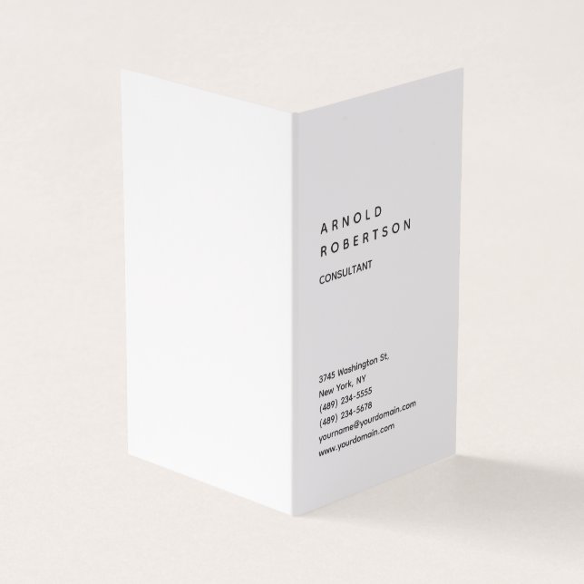 Vertical White Trendy Consultant Business Card (Outside)
