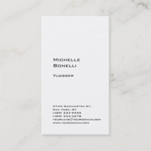 Vertical White Trendy Vlogger Blogger Web Designer Business Card