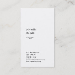 Vertical White Trendy Vlogger Blogger Web Designer Business Card