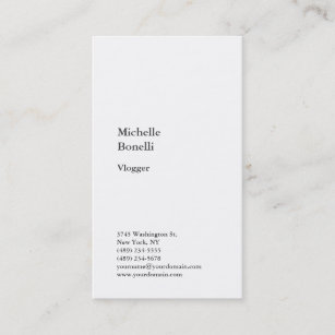 Vertical White Trendy Vlogger Blogger Web Designer Business Card
