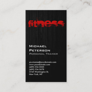 Vertical Wood Pattern Grey Fitness Business Card