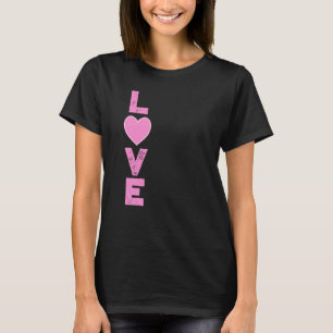 Vertical Word Love Pink Heart Women's T-Shirt