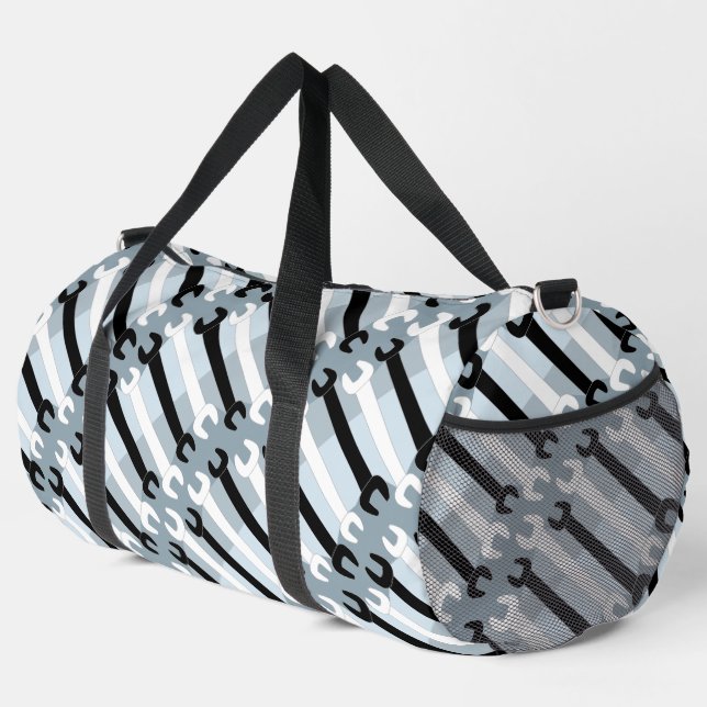 Vertical Wrench Pattern  Duffle Bag (Right Corner)