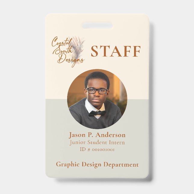 Vertical Yellow Green Professional Custom Logo ID Badge (Front)