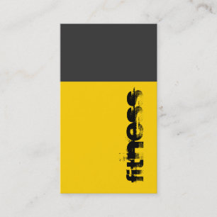 Vertical Yellow Grey Fitness Sport Business Card