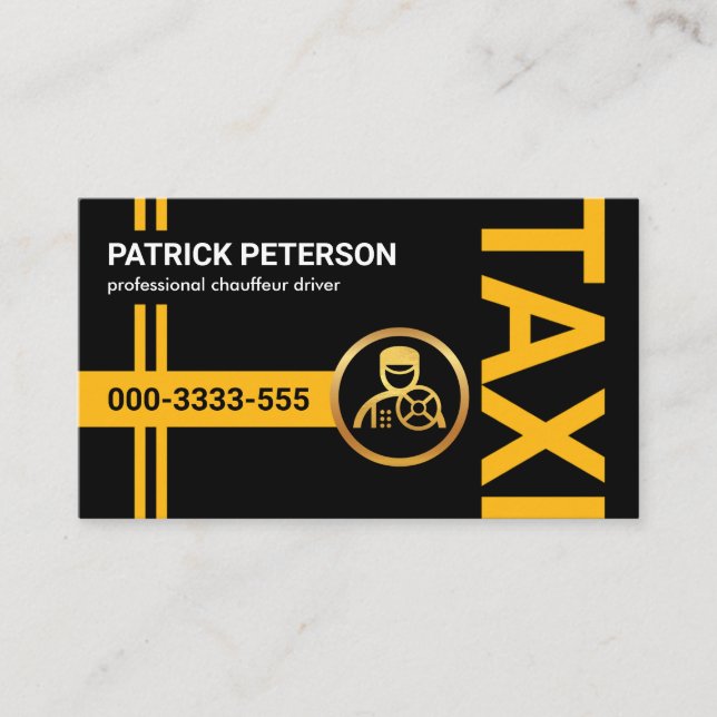 Vertical Yellow Taxi Signage Lines Business Card (Front)