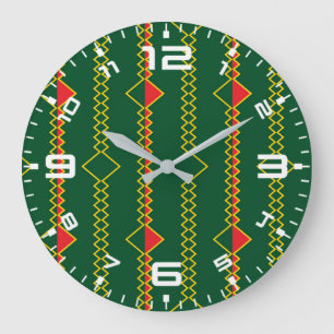 Vertical Zigzag Lines Green Digital Paper Large Clock