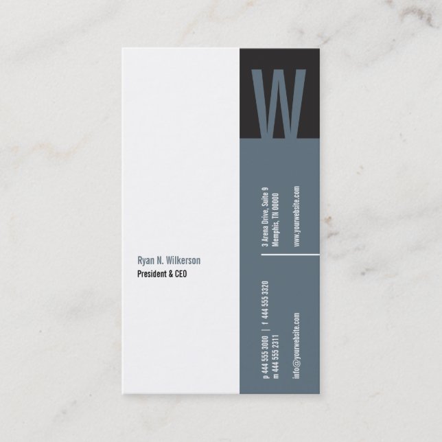 Verticality Monogram Business Card (Front)