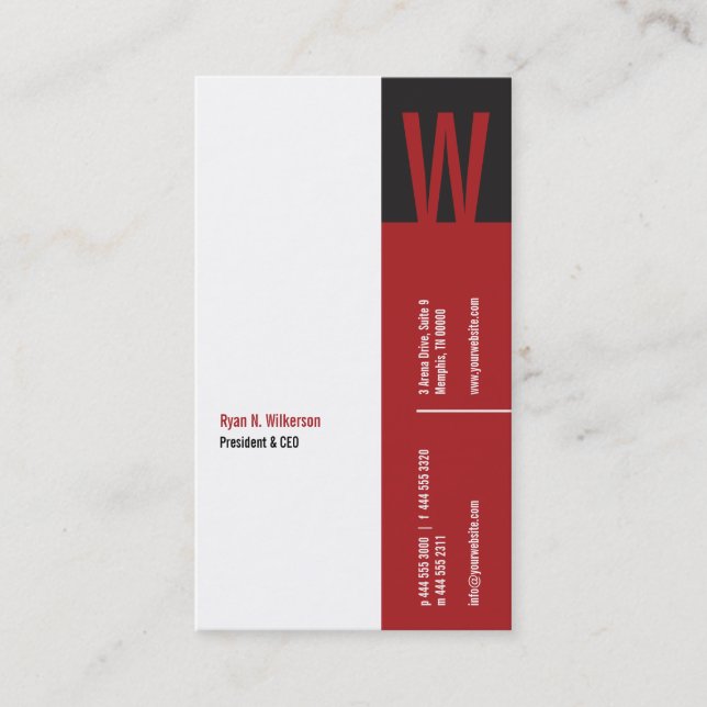 Verticality Monogram Business Card (Front)