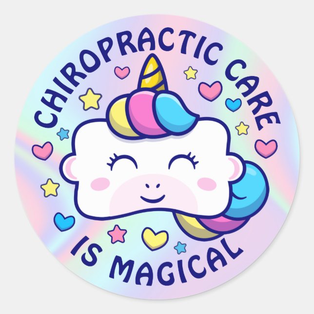 Verticorn™ Chiropractic Care Is Magical Kids Classic Round Sticker (Front)