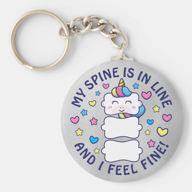 Verticorn™ My Spine Is In Line Chiropractic Key Ring (Front)