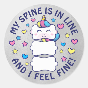 Verticorn™ My Spine Is In Line Chiropractic Kids Classic Round Sticker