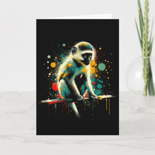 Vervet Monkey Minimalist And Vibrant Style Christm Card