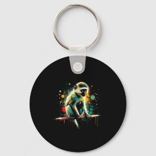 Vervet Monkey Minimalist And Vibrant Style Christm Key Ring