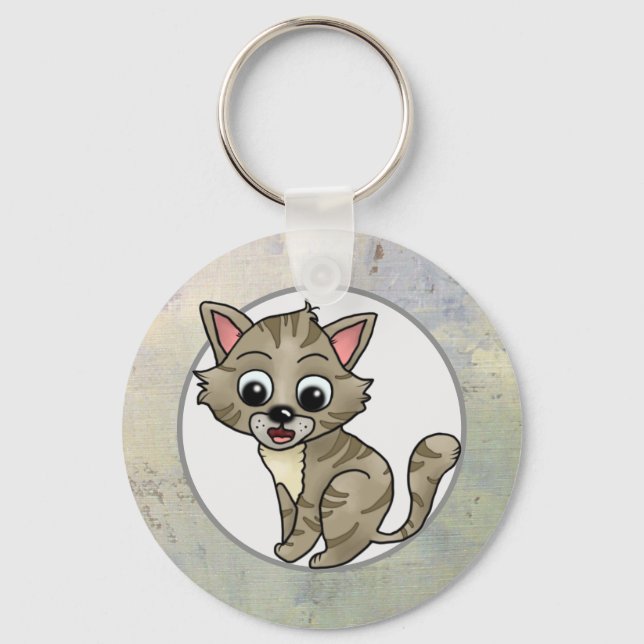 verwunderte Katze Schlüsselanhänger Key Ring (Front)