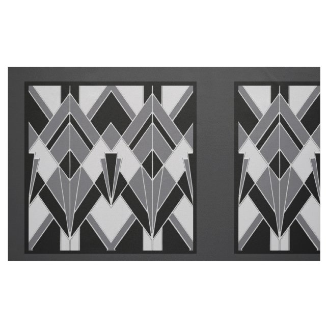 Very Art Deco Fabric Panels - Black/Grey (Fat Quarter)