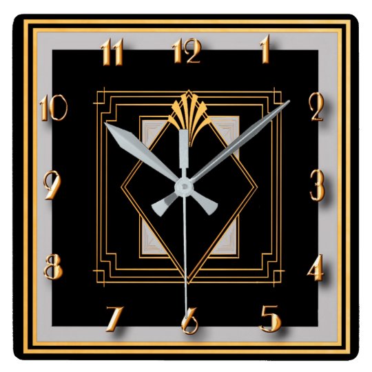 Very Art Deco Square Wall Clock Zazzle.co.uk