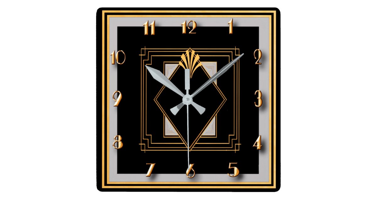 Very Art Deco Square Wall Clock Zazzle.co.uk