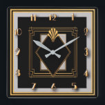 Very Art Deco Square Wall Clock<br><div class="desc">I created this wall clock using deco elements and using gold black and grey. It's very art deco and would make a lovely gift especially for a couple who love art deco. Perhaps you would just like to keep it for yourself. Whatever you decide this is a bespoke piece of...</div>