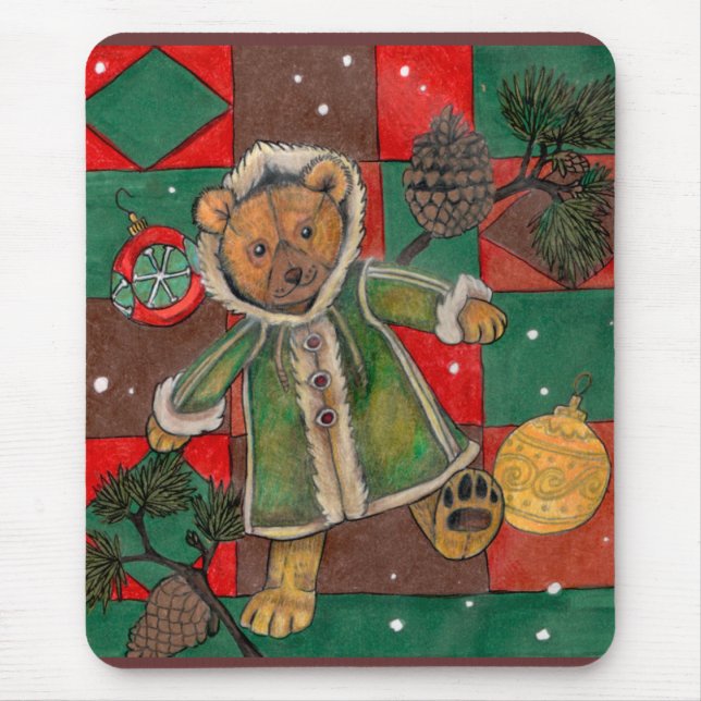 Very Beary Christmas Teddy Mouse Mat (Front)