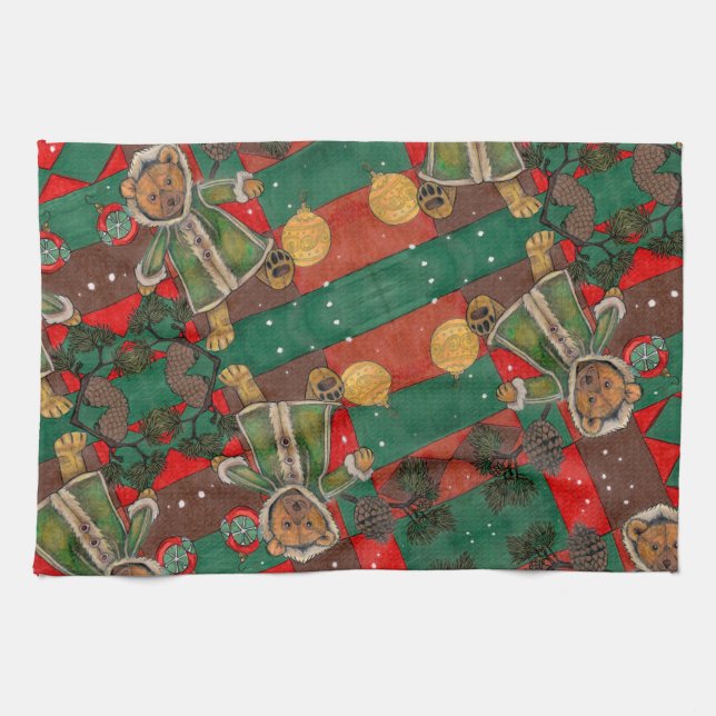 Very Beary Christmas Teddy Tea Towel (Horizontal)