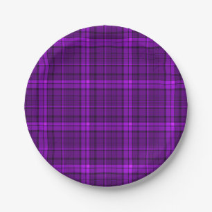 Very beautiful bright checkered pattern of purple paper plate