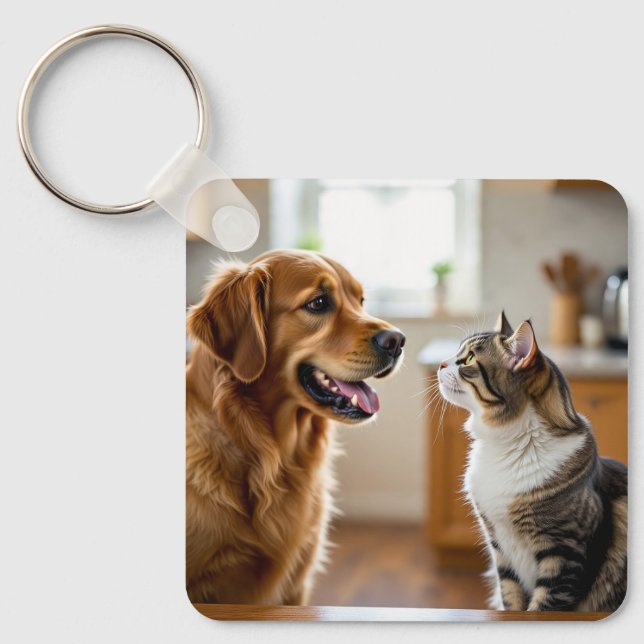 Very beautiful design cat & dog on key ring (Front)