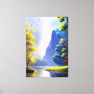 Very Beautiful Serene Nature Landscape Painting Canvas Print