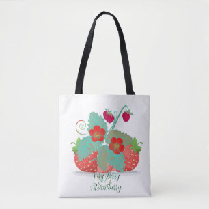 Very Berry Strawberry Trendy Shopping Greenery Tote Bag