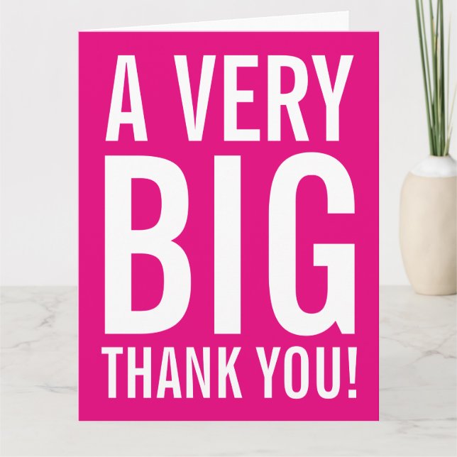 Very big oversized pink Thank You greeting cards (Front)