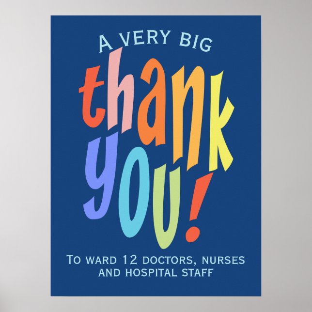 Very Big Thank You Appreciation Hospital Keyworker Poster (Front)