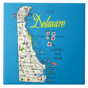 Very Blue Delaware Map Ceramic Tile