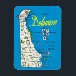 Very Blue Delaware Map Magnet<br><div class="desc">A colourful vintage postcard map of the State of Delaware repurposed on a magnet. Great small gift!</div>