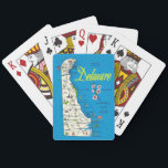 Very Blue Delaware Map Playing Cards<br><div class="desc">A colourful vintage postcard map of the State of Delaware repurposed on a deck of playing cards.  Great gift!</div>