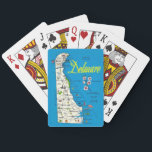 Very Blue Delaware Map Playing Cards<br><div class="desc">A colourful vintage postcard map of the State of Delaware repurposed on a deck of playing cards.  Great gift!</div>