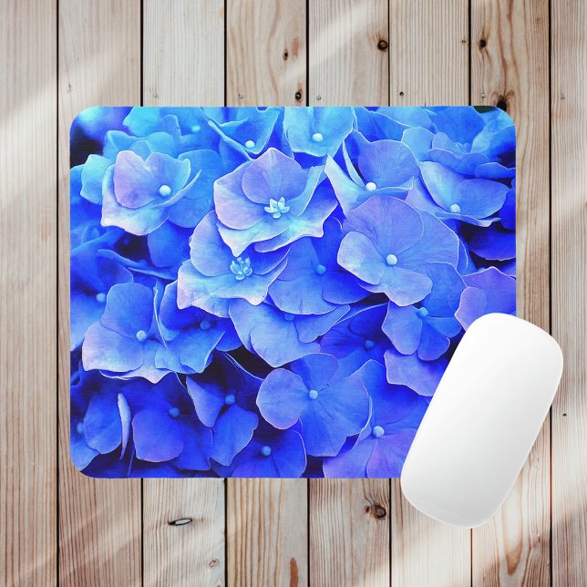 Very Blue Hydrangeas Summer Floral Garden Mouse Mat (Creator Uploaded)