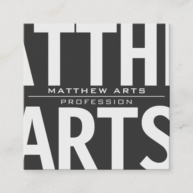 Very Bold Modern Dark Grey & White Text Square Business Card (Front)