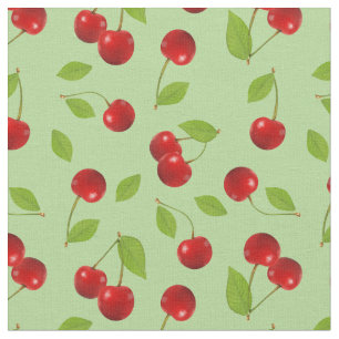 Very Cherry Fabric - on green