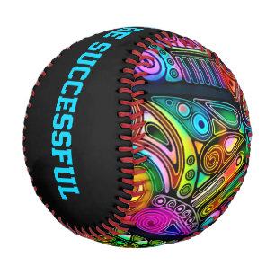 Very colorfully abstract forms art 10 baseball