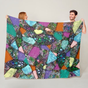 Very colorfully abstract forms art 11 fleece blanket