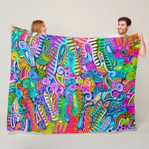 Very colorfully abstract forms art 9 fleece blanket