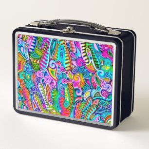 Very colorfully abstract forms art 9 metal lunch box