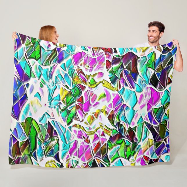 Very coloured abstract shapes floating in milk ste fleece blanket (In Situ)