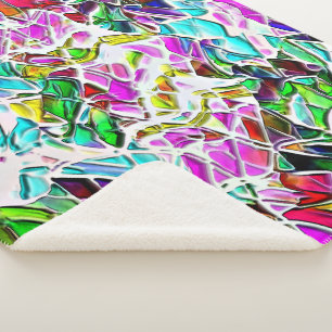 Very coloured abstract shapes floating in milk ste sherpa blanket