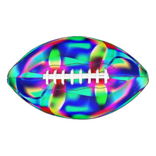Very colourful curved shapes, green prevails over. american football