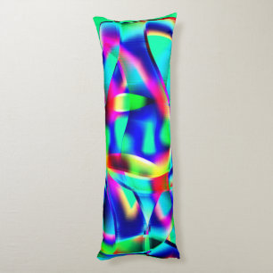 Very colourful curved shapes, green prevails over. body cushion