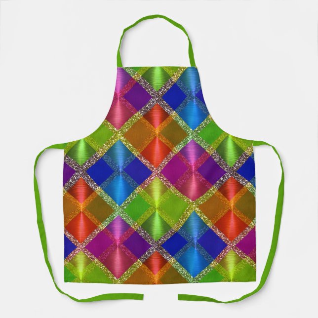Very Colourful Geometric Design with Glitter Apron (Front)