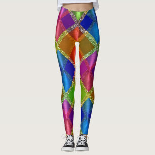 Very Colourful Geometric Design with Glitter Leggings