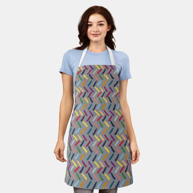 Very Colourful Pattern Apron (Worn)
